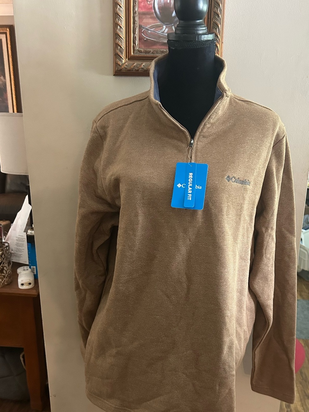 Columbia Tan Brown Quarter-Zip Crew Neck